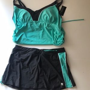 TERRA TANKINI NET COLORS GRAY AND TURQUOISE SIZE L